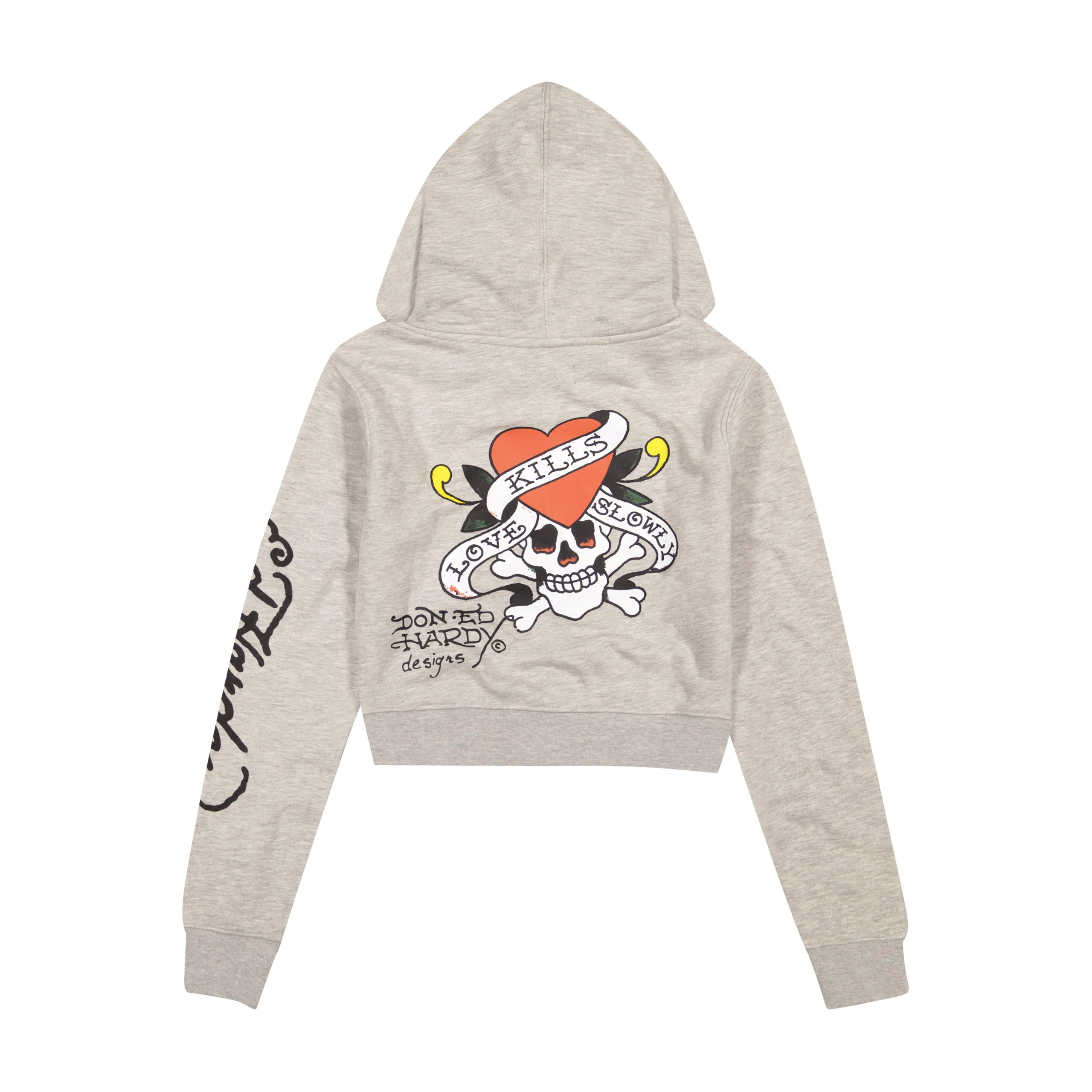 LKS Skull Zip Front Hoodie - Heather Grey - Image 2