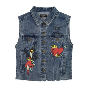 Heart Cross Trucker Denim Vest