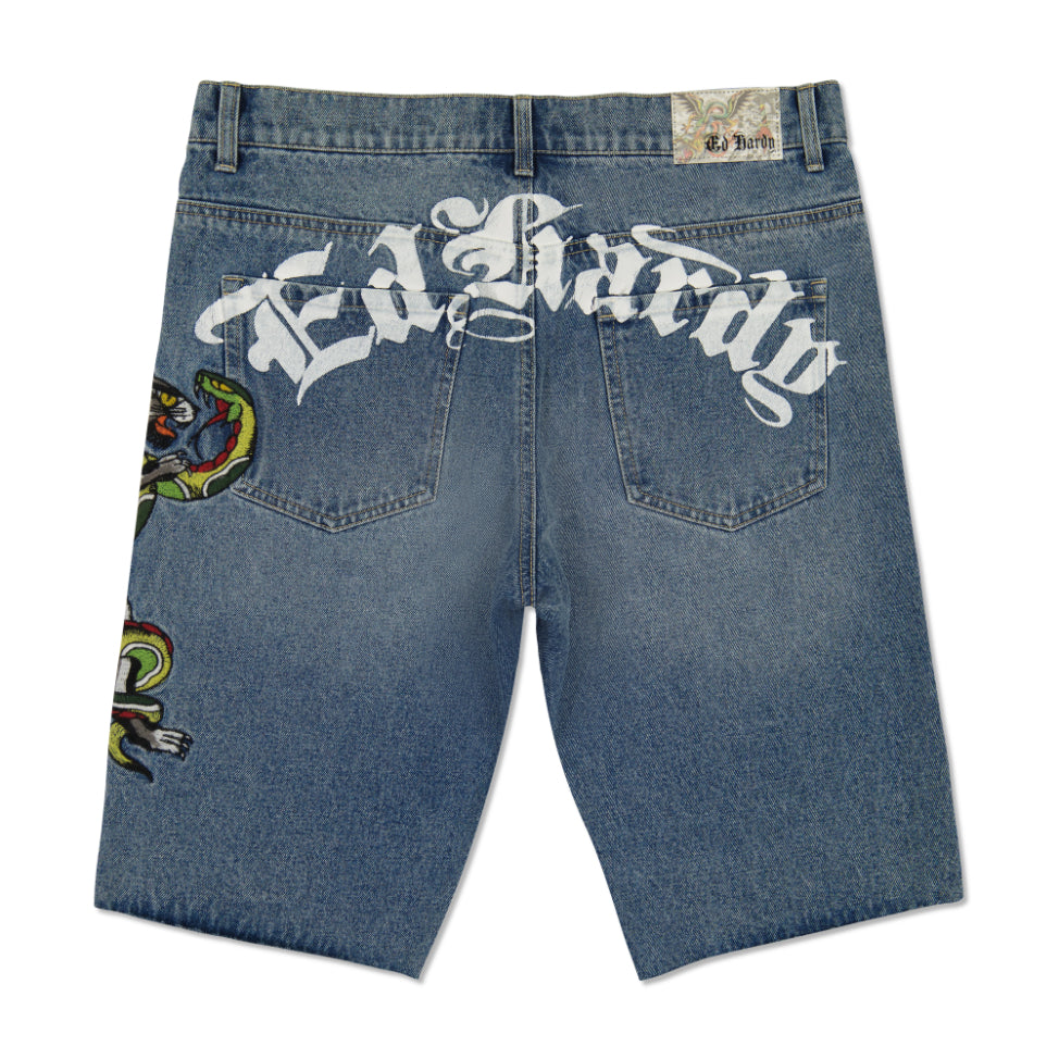 Panther Snake Denim Skater Short - Image 2